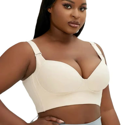 Women'S plus Size Seamless Bra A-H Cup Side Support Full Coverage Underwire Bra Push up & No Spill for Everyday Wear