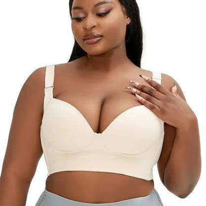 Women'S plus Size Seamless Bra A-H Cup Side Support Full Coverage Underwire Bra Push up & No Spill for Everyday Wear