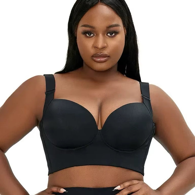 Women'S plus Size Seamless Bra A-H Cup Side Support Full Coverage Underwire Bra Push up & No Spill for Everyday Wear